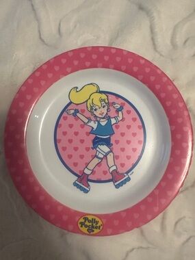 Vintage 1995 Polly Pocket - Roller Skater Design Melamine Dinner Plate Plastic
